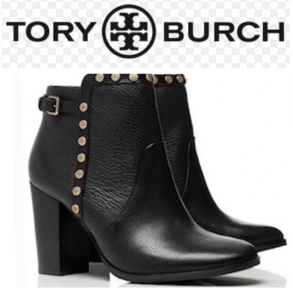 Tory Burch Mae 90MM Bootie Tumbled Leather Black Bootie Boot Size 8